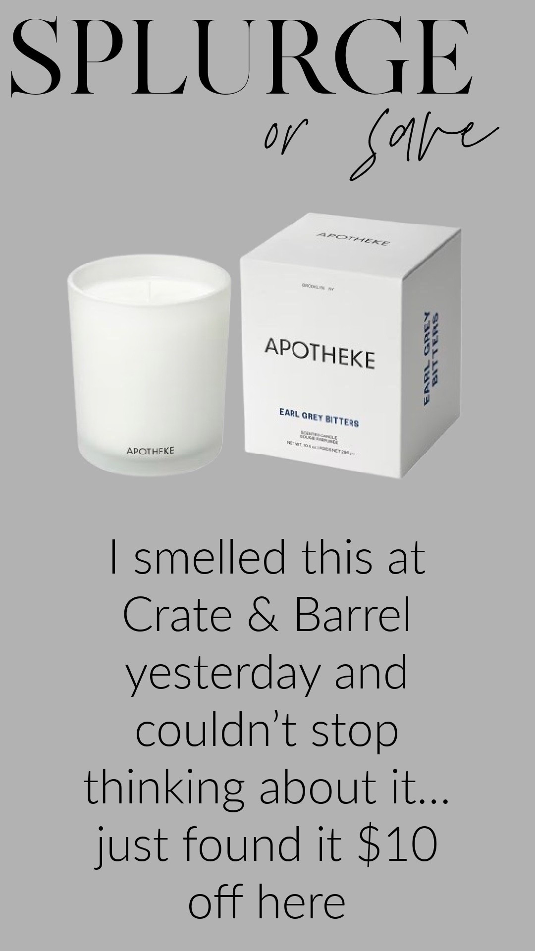 Splurge vs Save: Luxe Candle Find

I smelled this at Crate & Barrel yesterday and immediately fell in love… the kind of scent that makes your whole space feel elevated and expensive.

Found it $10 off here and had to share 🤍
Clean, warm, slightly woodsy… it’s so good.

If you’ve been looking for a signature home scent, this is it.

#LTKMothersDay #LTKSaleAlert #LTKHome