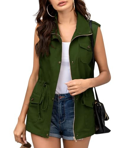Beyove Womens Lightweight Sleeveless Military Anorak Vest (B)army Green Small | Amazon (US)