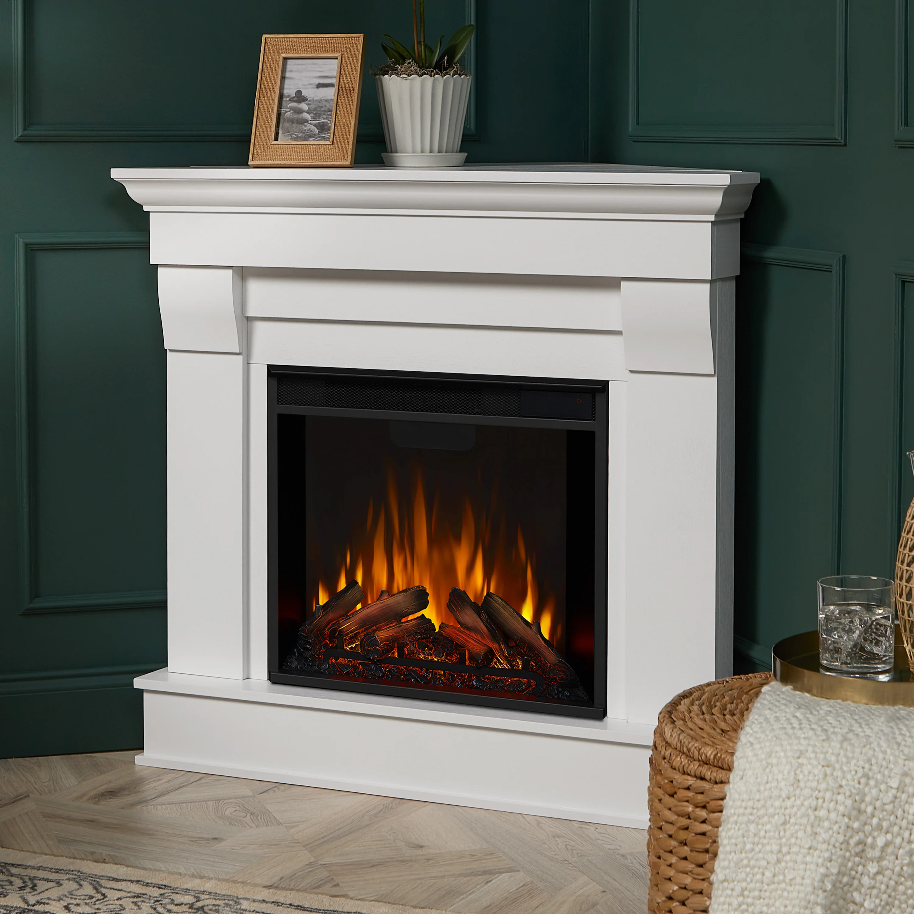 Chateau 41" Corner Electric Fireplace by Real Flame | Wayfair North America