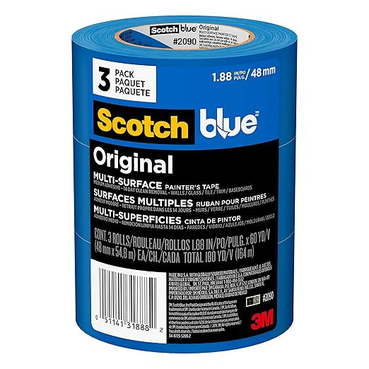 ScotchBlue Original Multi-Surface Painters Tape, 2 Inch Wide (1.88 In. x 60 Yds), 3 Rolls, Blue P... | Amazon (US)
