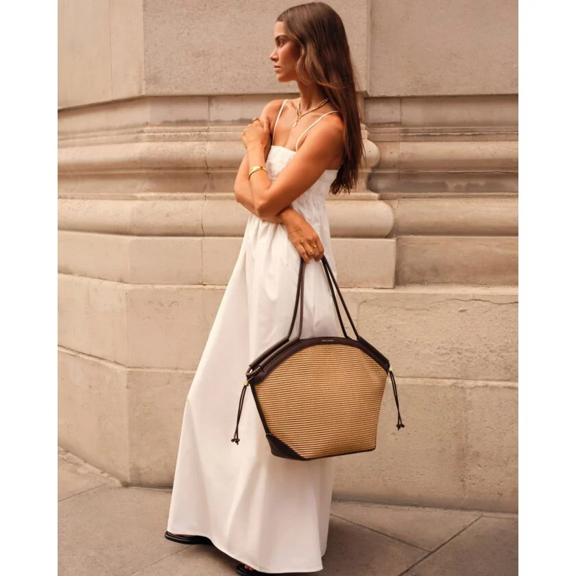 Florence Raffia Tote Bag in Bitter Chocolate | Katie Loxton Ltd. (UK)