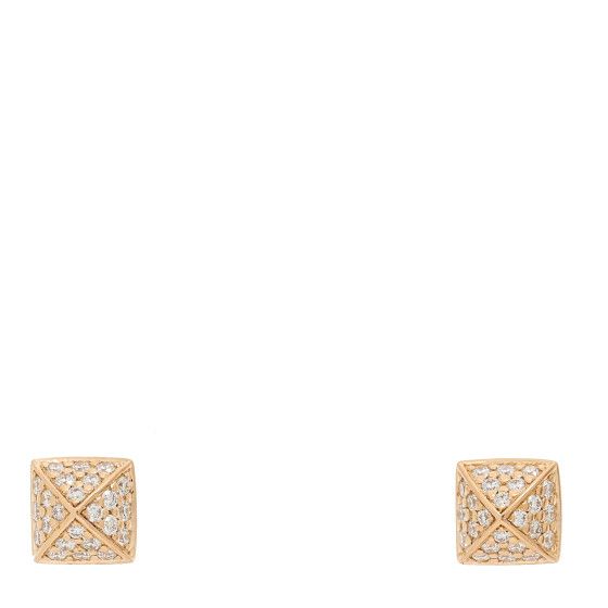 18K Rose Gold Diamond Clou d'H Stud Earrings | FASHIONPHILE (US)