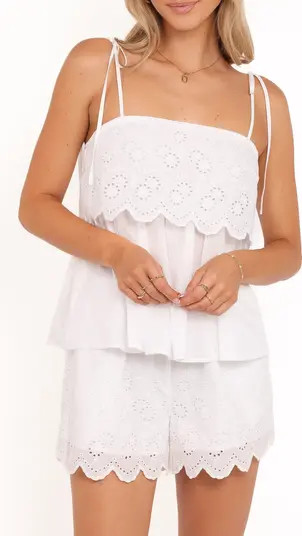 Zera Eyelet Tie Strap Cotton Top | Nordstrom