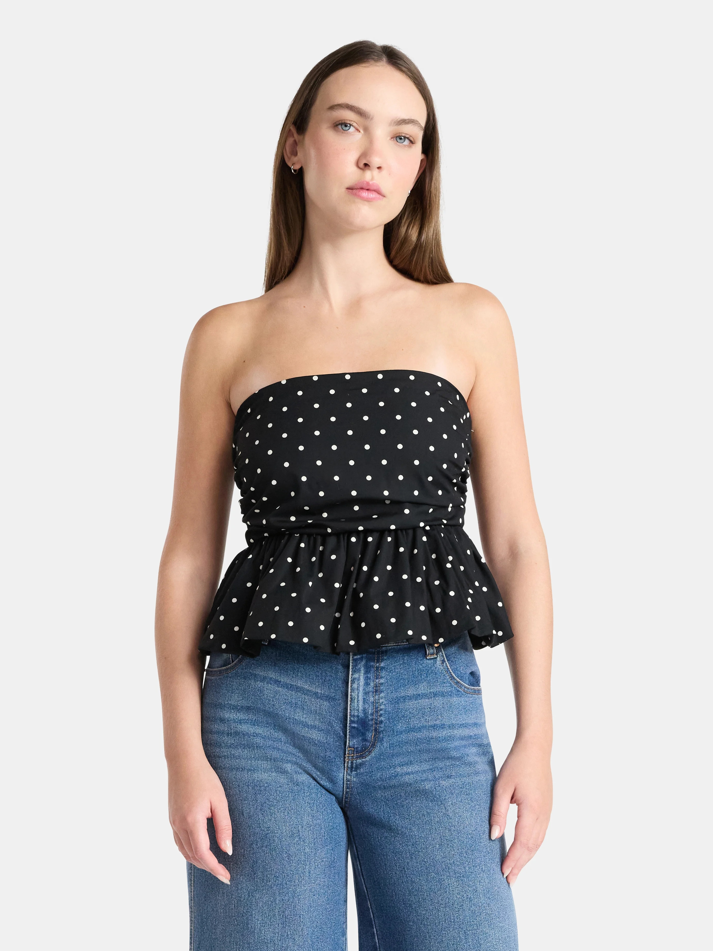 No Boundaries Cotton Strapless Bubble Top, Women's - Walmart.com | Walmart (US)