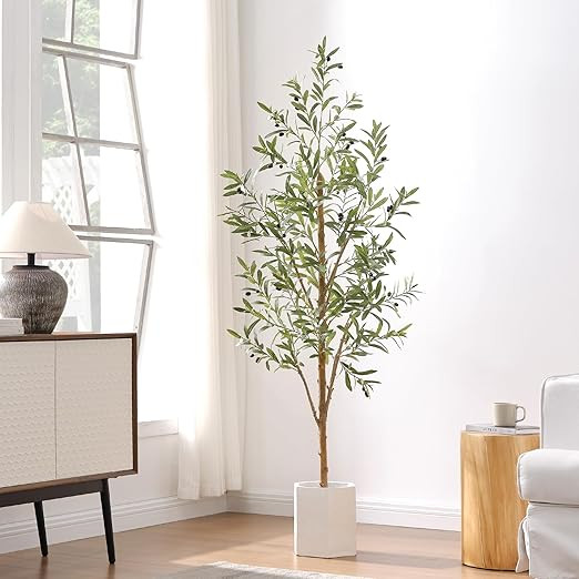 6ft Artificial Olive Tree, Fake Olive Tree with 672 Lifelike Olive Leaves and 48 Fruits, Faux Oli... | Amazon (US)