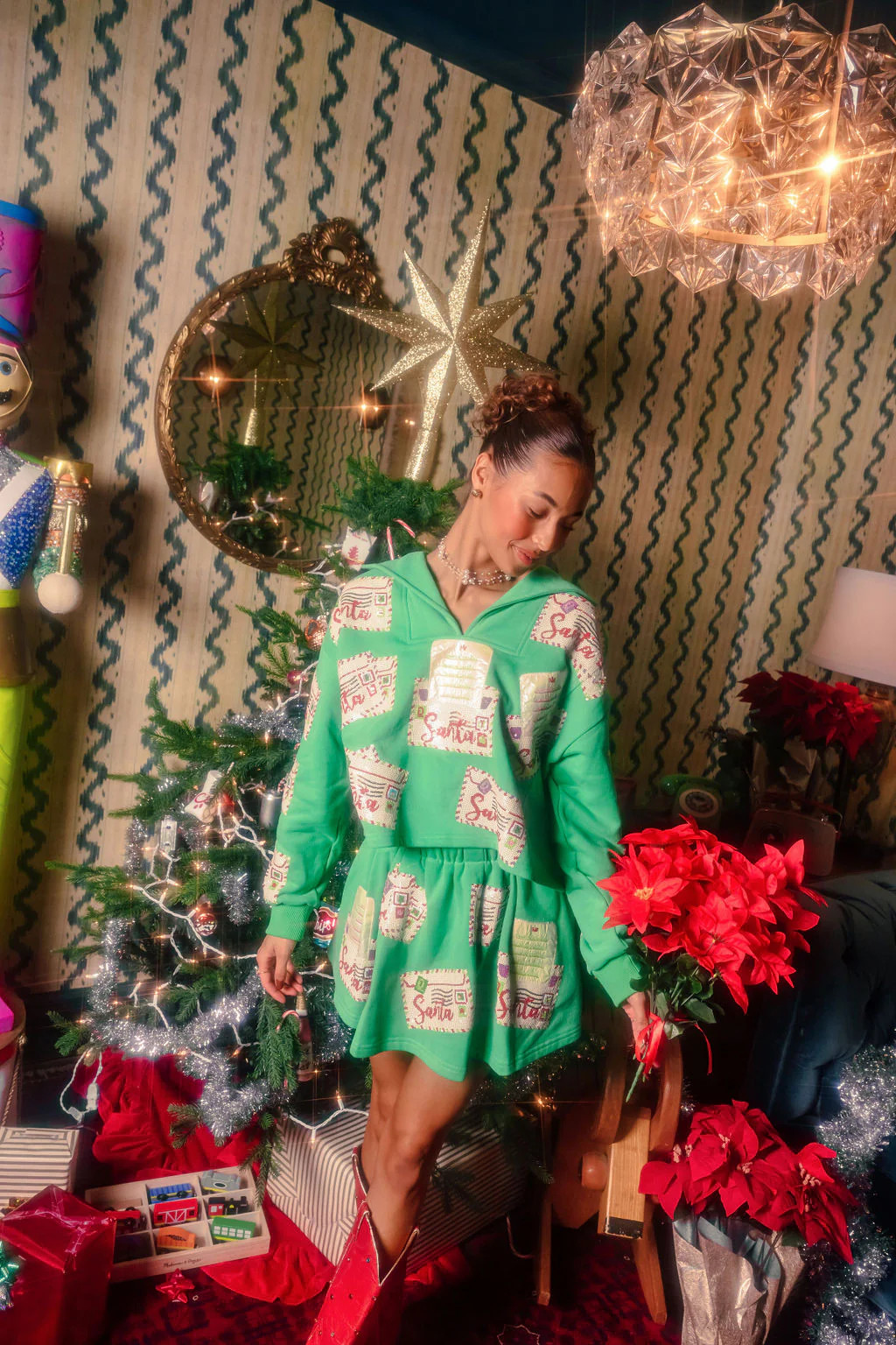 Green Letters to Santa Collar Sweatshirt | Queen of Sparkles