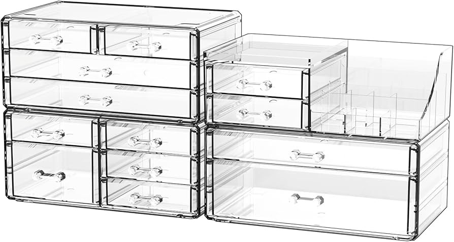Cq acrylic Clear Make up Organizers for Vanity,Skincare Organizer With 13 Drawers for Dresser,Pla... | Amazon (US)