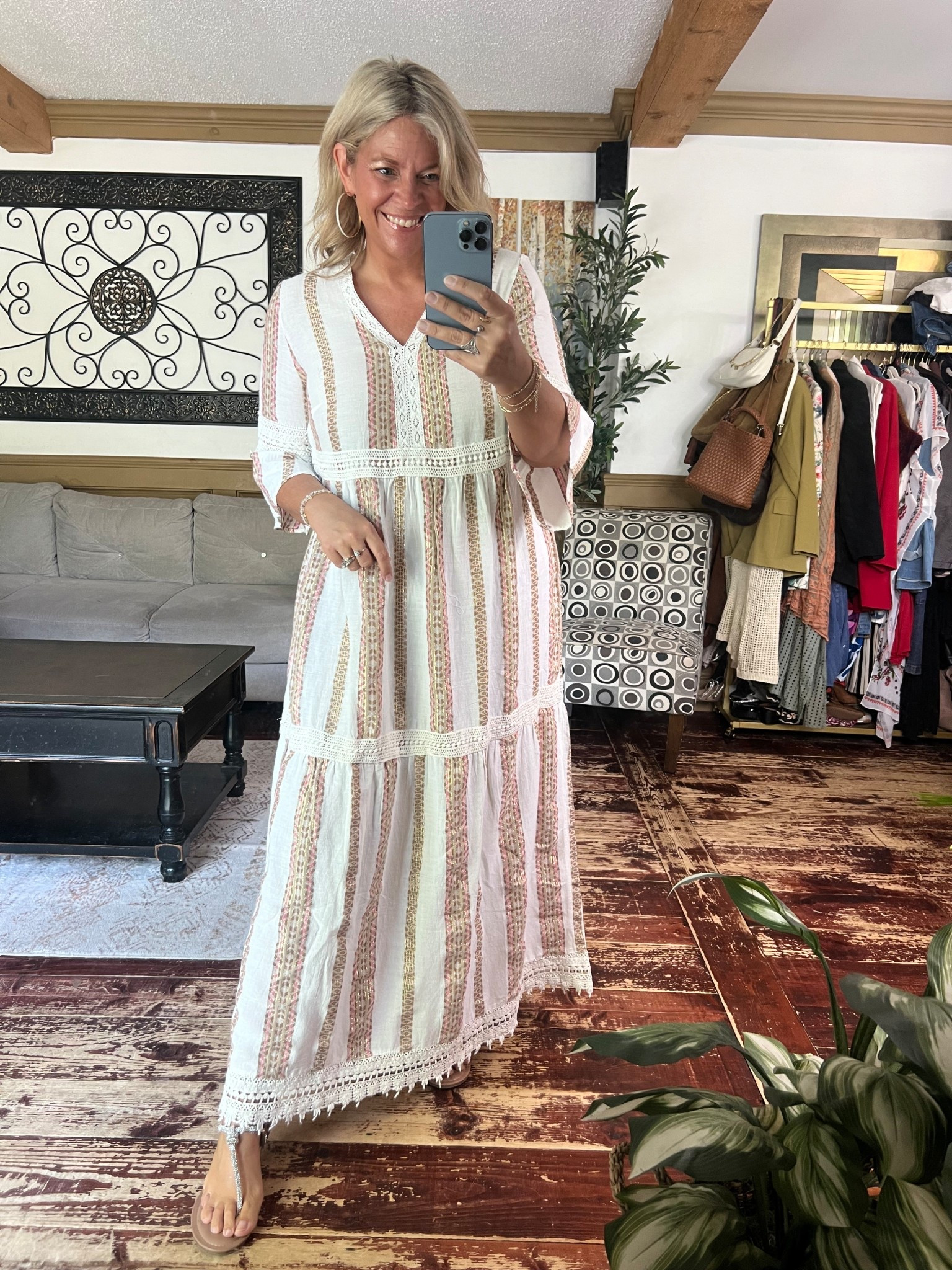 Use code NICOLEULLA to save 35% on this gorgeous boho inspired maxi dress- I’m wearing the 12/14 and it just fits my upper arms fyi. Summer OOTD. Fall fashion. 

#LTKFindsUnder100 #LTKPlusSize #LTKMidsize