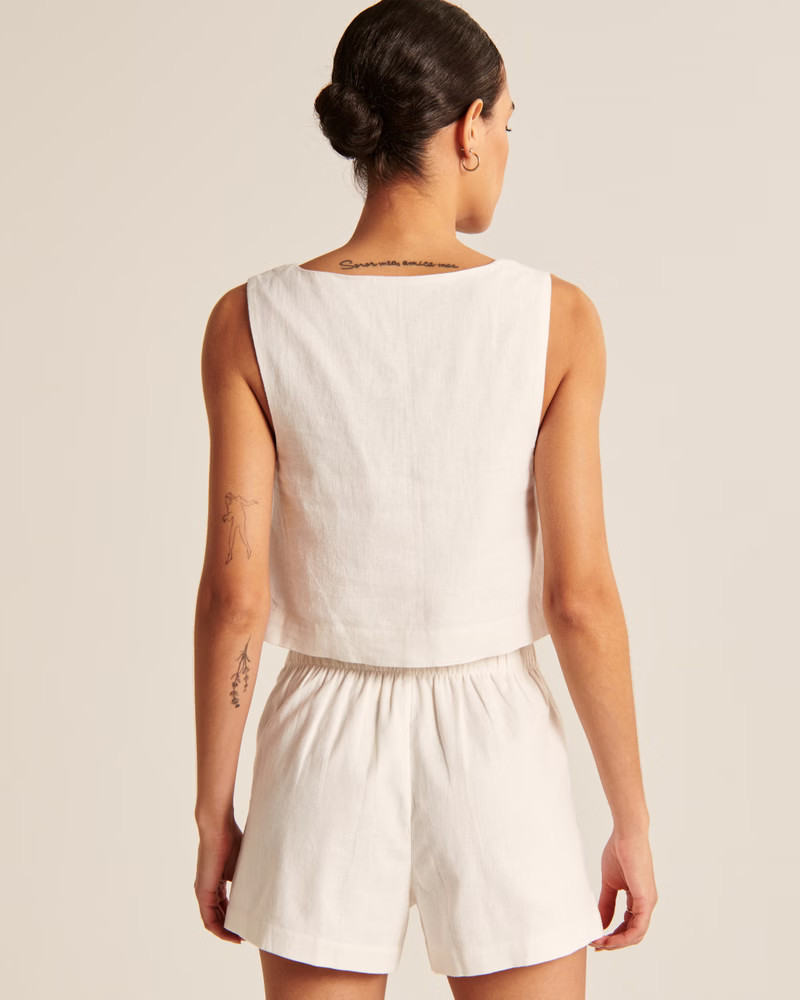 Ultra High Rise Linen-Blend Pull-On Short | Abercrombie & Fitch (US)