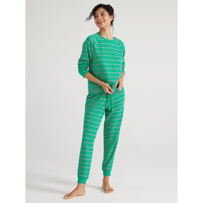 Joyspun Women's Sleep Fleece Top and Joggers Pajama Set, 2-Piece, Sizes S to 3X | Walmart (US)