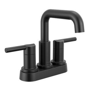Delta Nicoli 4 in. Centerset Double Handle Bathroom Faucet in Matte Black 25849LF-BL - The Home D... | The Home Depot