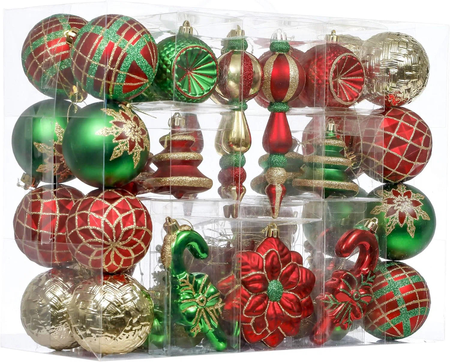 Christmas Ornaments Set, 108ct Red Green and Gold Shatterproof Christmas Tree Decorations Ball Or... | Wayfair North America