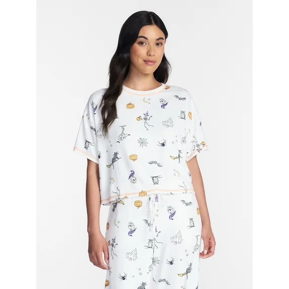Way to Celebrate Women's Hacci Knit Short Sleeve Sleep Top, Sizes XS to 3X | Walmart (US)