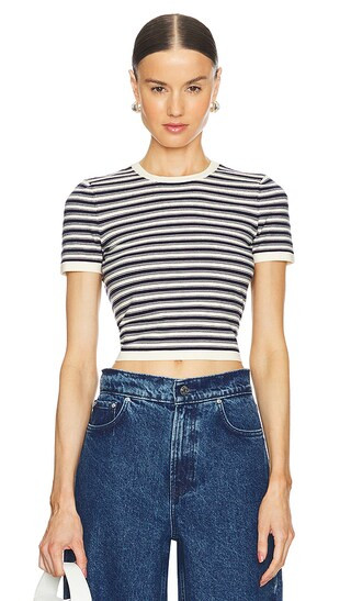 Ava Top in Navy & Ivory Stripe | Revolve Clothing (Global)