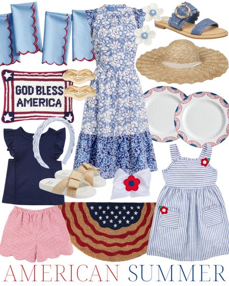 Memorial Day, summer style, summer outfit, summer decor, 4th of July, patriotic, American flag, Americana, classic preppy style, beach style, poolside, seaside, coastal home, coastal style, classic home, classic style, southern home, southern style, Charleston, blue and white dress, woven sandals, preppy kids, preppy toddler outfits, sun hat, beach hat, 

#LTKstyletip #LTKhome #LTKfindsunder100