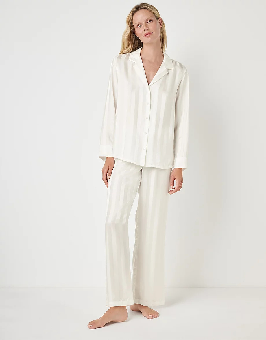 Silk Jacquard Stripe Pyjama Set | The White Company UK & ROW