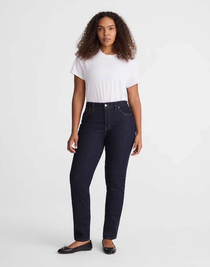 The Curvy Jules Slim-Straight Jean in Rinse Wash | Madewell