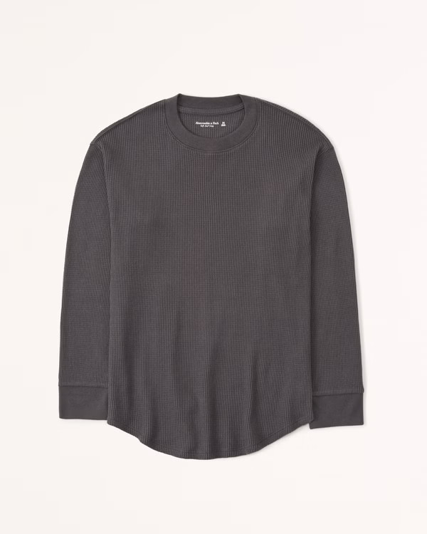 Long-Sleeve Waffle Boyfriend Tee | Abercrombie & Fitch (US)