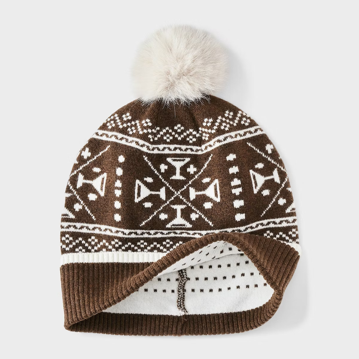 Fair Isle Pattern Beanie & Gloves 2pc Set - Universal Thread™ Brown | Target