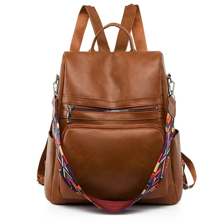Women Large Capacity PU Leather Anti-theft Casual Backpack Fashion Satchel Bags - Walmart.com | Walmart (US)