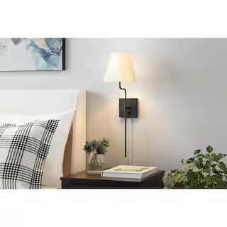 Home Decorators Collection Fanelle 8 in. 1-Light Matte Black Wall Sconce HD-2689-MB - The Home De... | The Home Depot