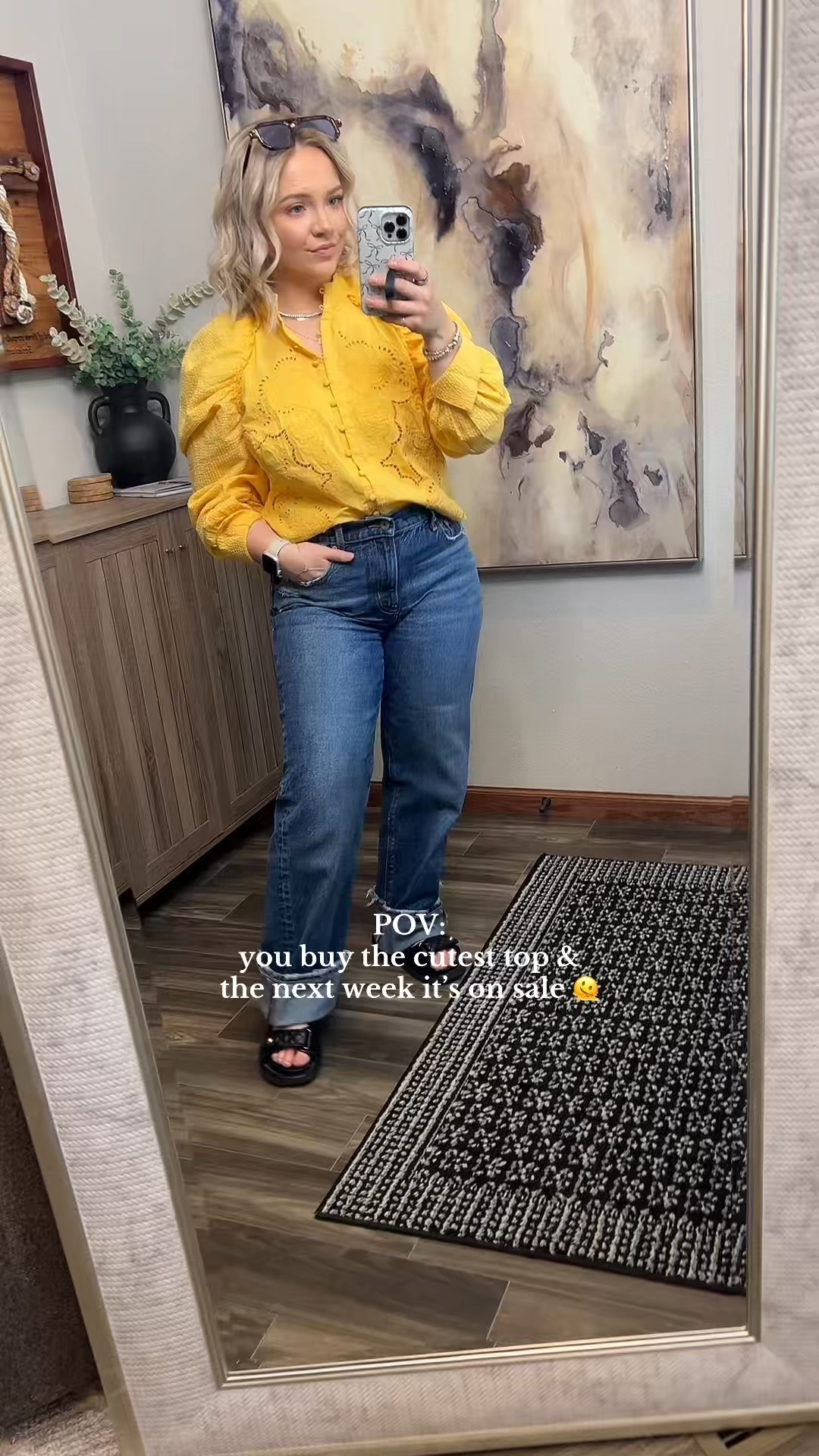 Anthropologie yellow embroidered top, American eagle stovepipe jeans

#LTKPetite #LTKFindsUnder100 #LTKStyleTip