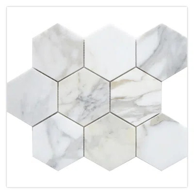 Serena 10 x 11 Calacatta Gold Honed Marble Mosaic Hexagon Tile (3.75 Sq Ft/Case) - 5 Pack | Wayfair North America