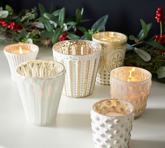 Eclectic Mercury Votive Holders, Set of 6 - White | Pottery Barn (US)