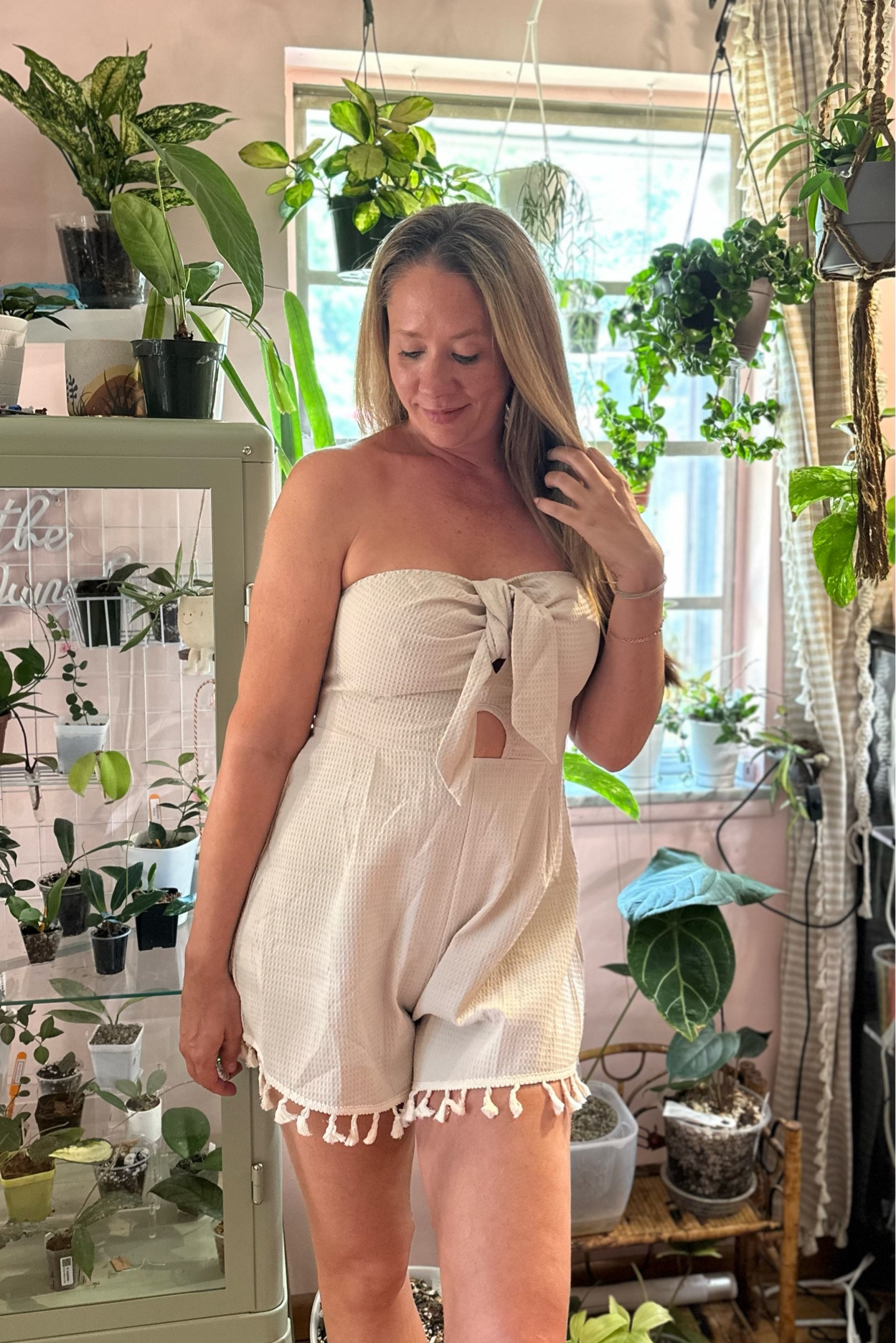 Boho romper, summer romper, boho outfit, free people inspired , strapless romper, vacation outfit, date night outfit 

#LTKStyleTip #LTKFindsUnder50 #LTKOver40