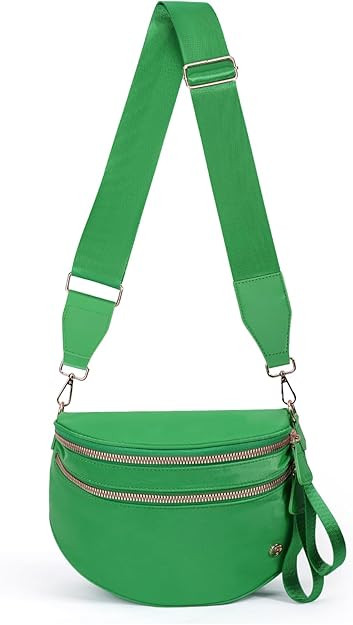 Spacious Crossbody Bag Nylon Bum Bag for Women Fanny Packs Handbags with Adjustable Straps | Amazon (US)