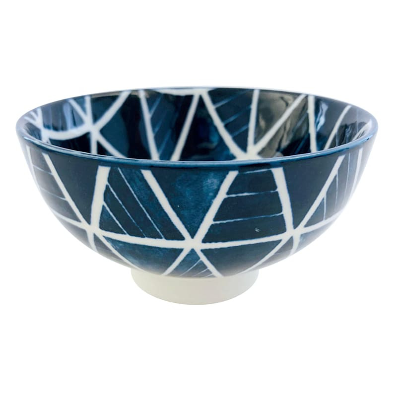 Blue & White Pyramid Pattern Porcelain Bowl, 4" | At Home