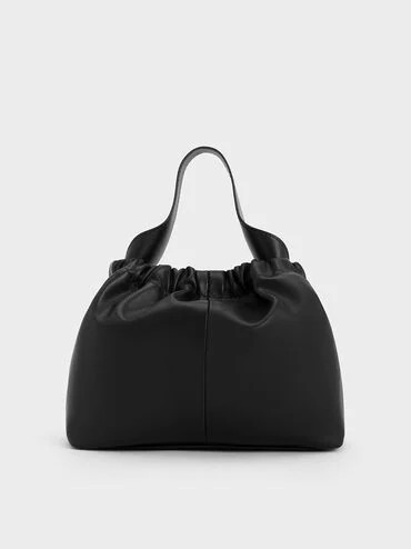 Noir Ally Ruched Slouchy Chain-Handle Bag | CHARLES & KEITH | Charles & Keith US