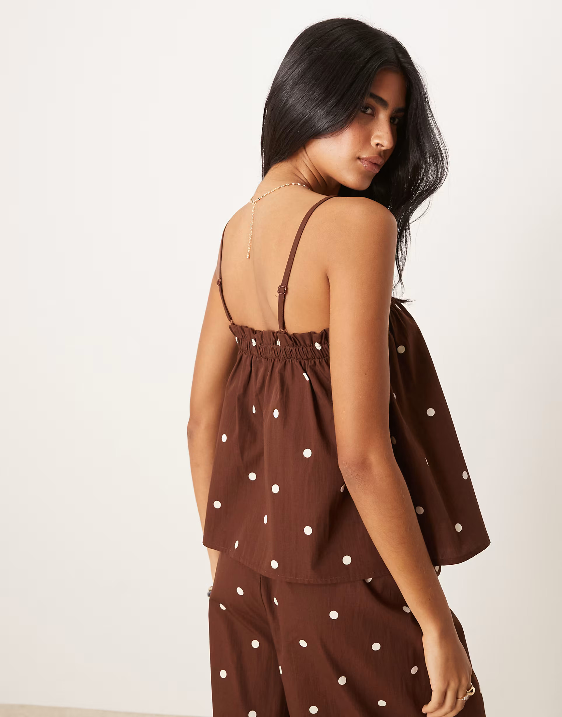 ASOS DESIGN - Caraco évasé à pois - Chocolat | ASOS (Global)