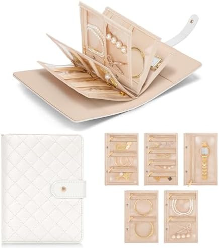 WOOMADA Travel Jewelry Organizer Case, Foldable Velvet Jewelry Storage Book with Clear Zipper Pou... | Amazon (US)
