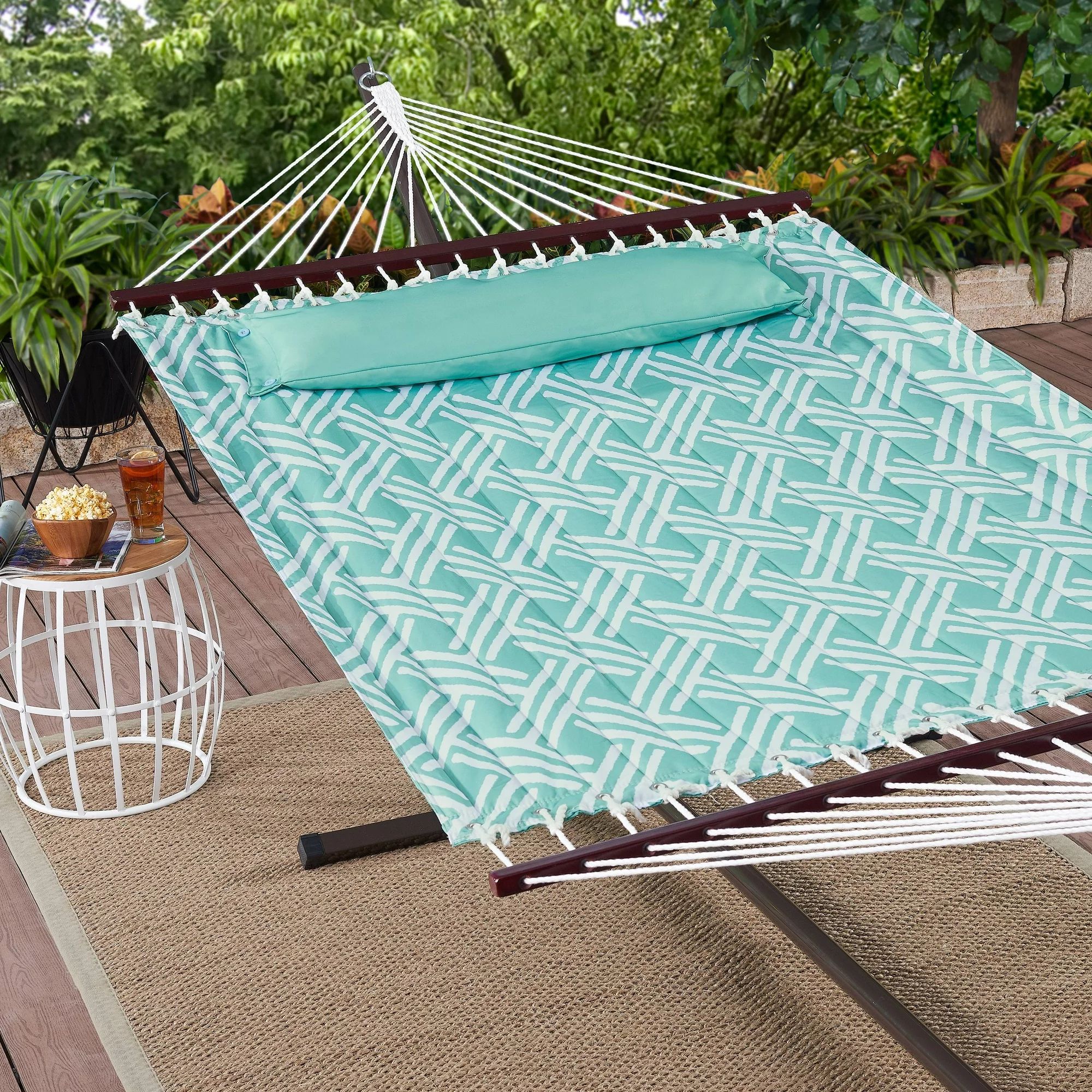 Mainstays Finne Isle Quilted Outdoor Double Hammock in Mint | Walmart (US)