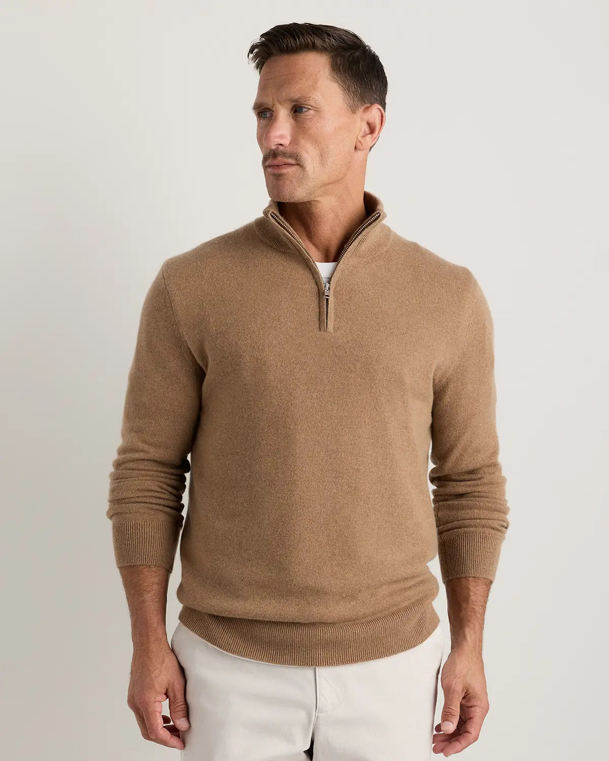 Mongolian Cashmere Quarter Zip Sweater in Teak | Quince