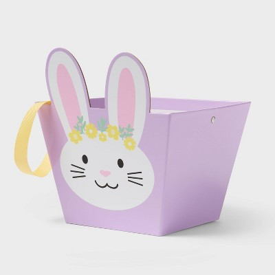 9.2"x7.6"x7.6" Bunny Easter Basket with Ribbon Handle Purple - Spritz™ | Target