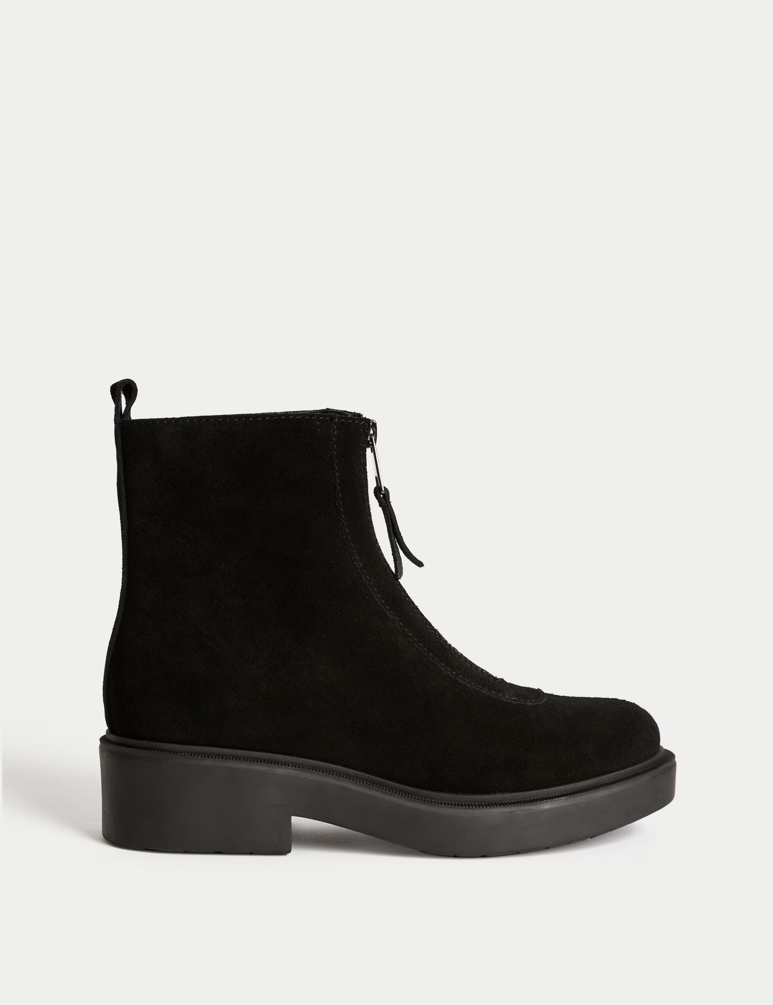 Suede Front Zip Block Heel Ankle Boots | M&S Collection at M&S | Marks & Spencer (UK)