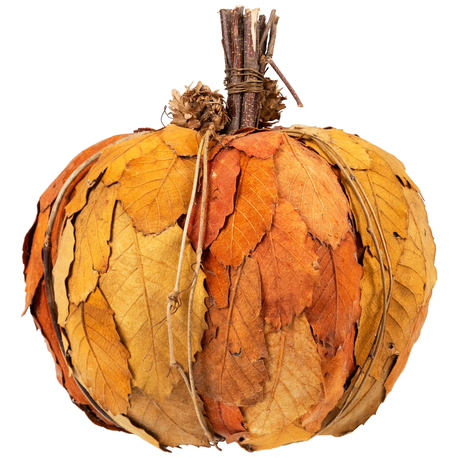 7.5" Orange And Brown Fall Harvest Tabletop Pumpkin | Wayfair North America