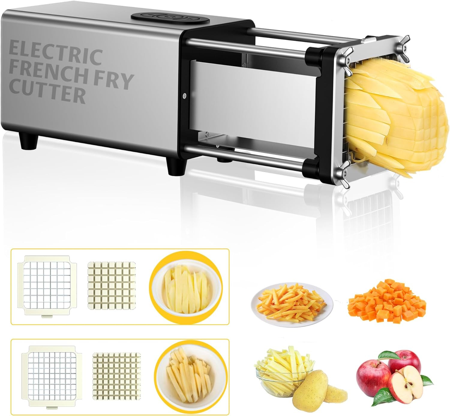 Amazon.com: YOTAN Electric French Fry Cutter,French Fry Cutter Stainless Steel with 1/2 & 3/8 Inc... | Amazon (US)