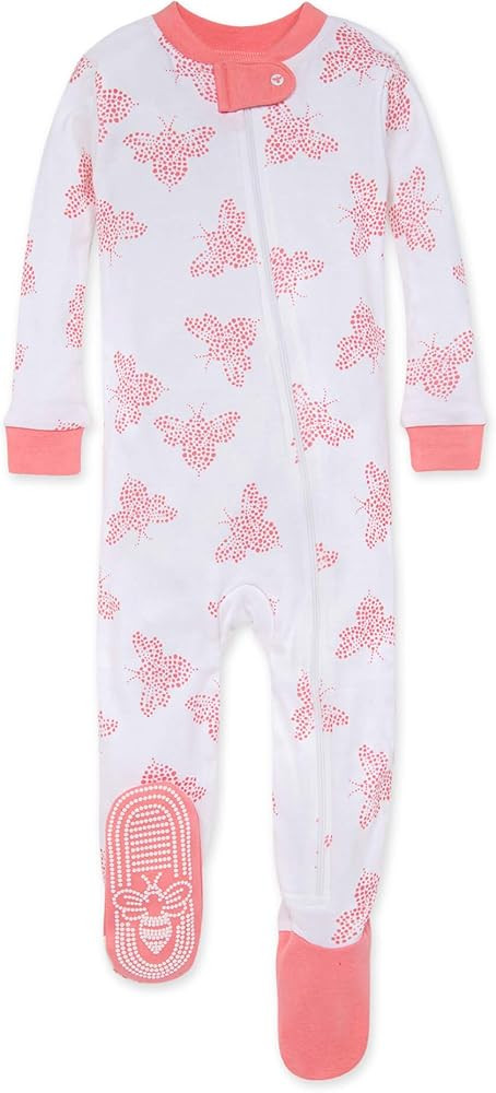 Burt's Bees Baby Baby Girls' Sleeper Pajamas, Zip Front Non-slip Footed Sleeper Pjs, 100% Organic... | Amazon (US)