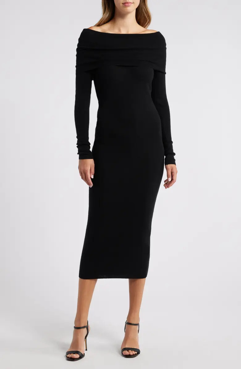 Charles Henry Off the Shoulder Long Sleeve Sweater Dress | Nordstrom | Nordstrom