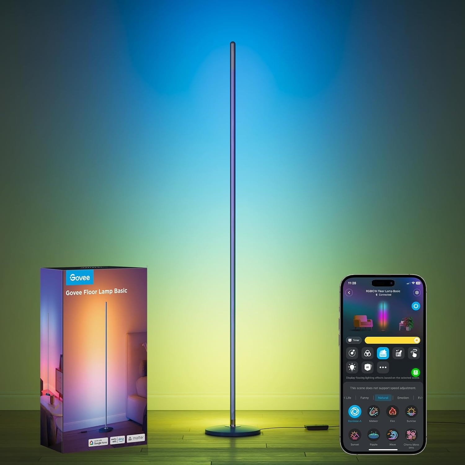 Govee RGBIC Floor Lamp Basic, 1000lm LED Corner Lamp, Blue | Amazon (US)