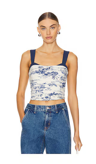 Free People Printed 2 Tone Tank in Ivory. - size L | Revolve Clothing (Global)