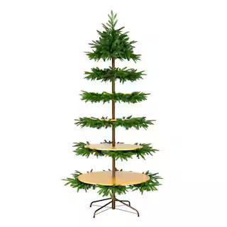 National Tree Company 7.5ft. Unlit Slim Platform Artificial Christmas Tree with Shelves PEPLT100-... | The Home Depot