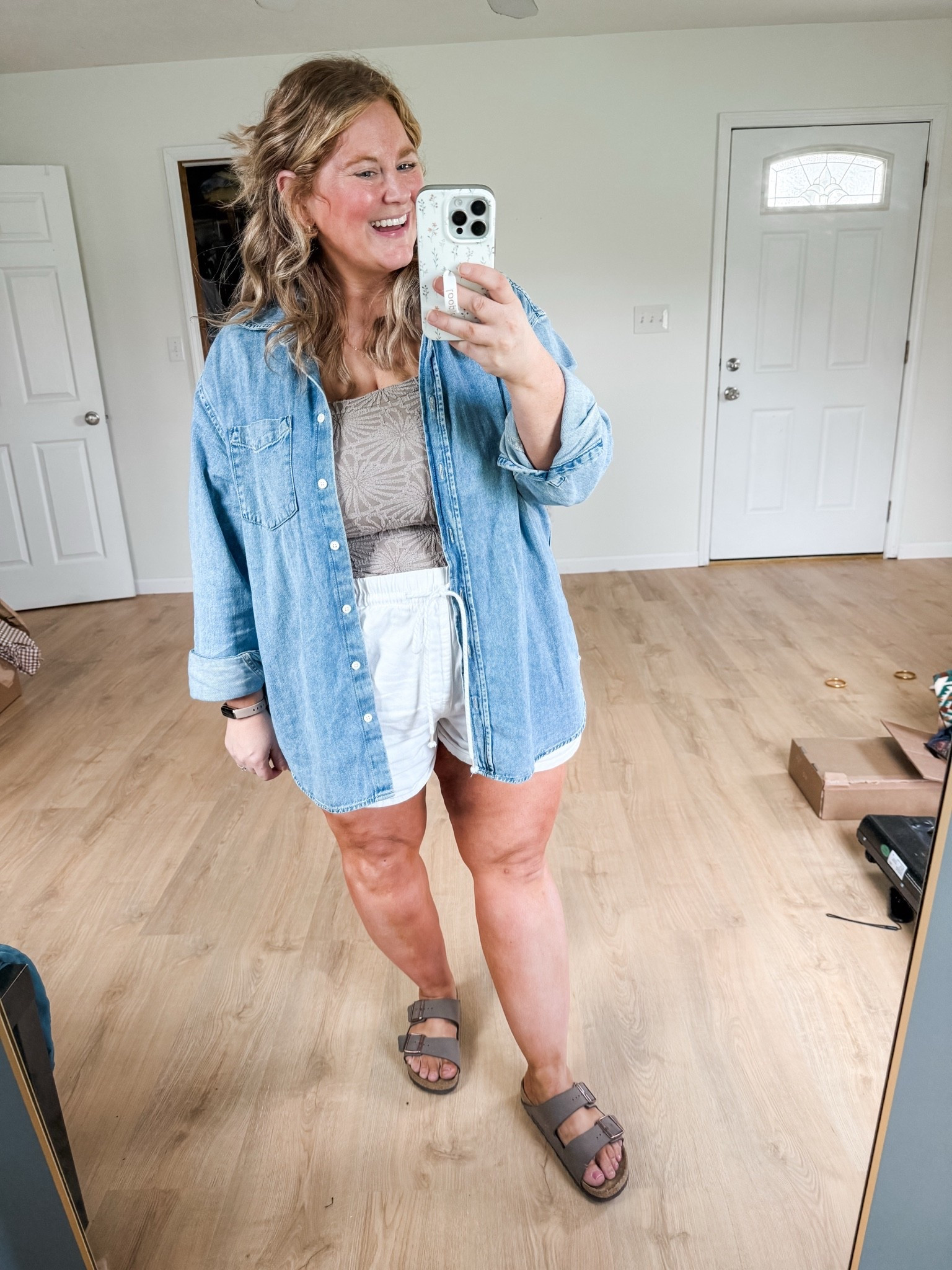 Wearing an XL in my denim shirts, large in my tank and an XXL in my shorts

#LTKSeasonal #LTKMidsize #LTKootd