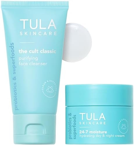 TULA Skincare Cleansing & Hydrating Duo - Includes Travel Sized 24-7 Moisture Hydrating Day & Nig... | Amazon (US)