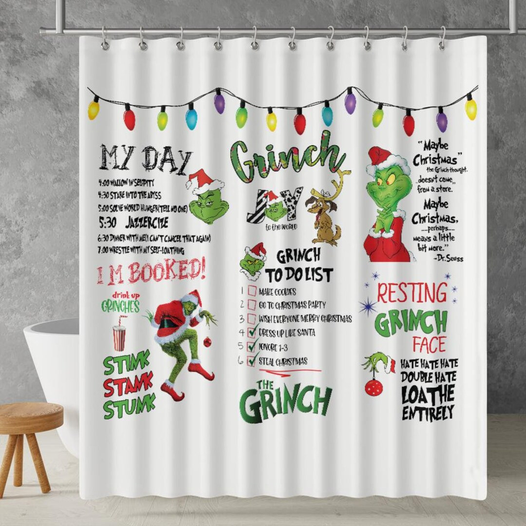 How the Grinch Stole Christmas Shower Curtain Christmas - Etsy | Etsy (US)