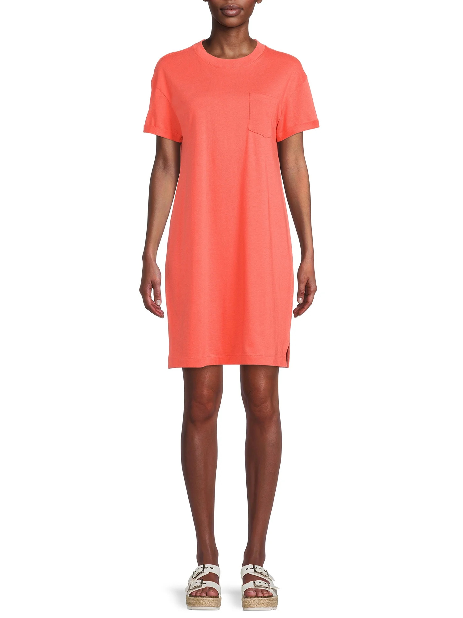 Time and Tru Women's T-Shirt Dress with Chest Pocket - Walmart.com | Walmart (US)