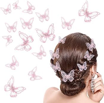 18 Pieces Butterfly Hair Clip, Lace Bows, Embroidery Hair Pins and Accessories for Halloween Cosp... | Amazon (US)